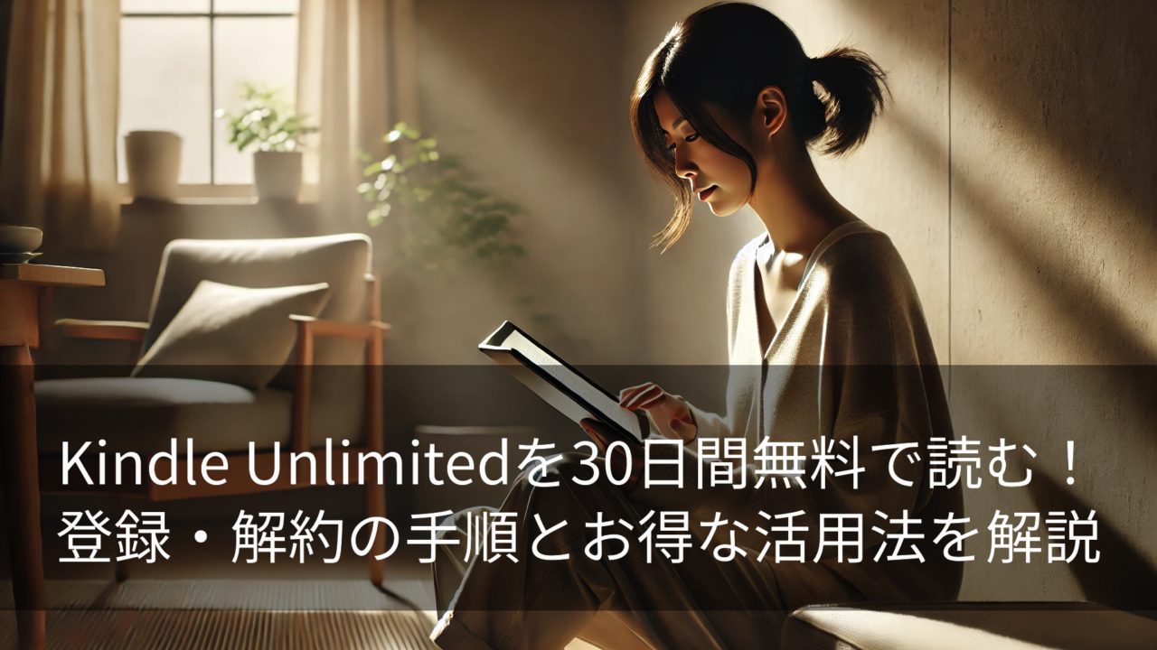 Kindle Unlimitedを30日間無料体験する方法を解説する記事のアイキャッチ画像
